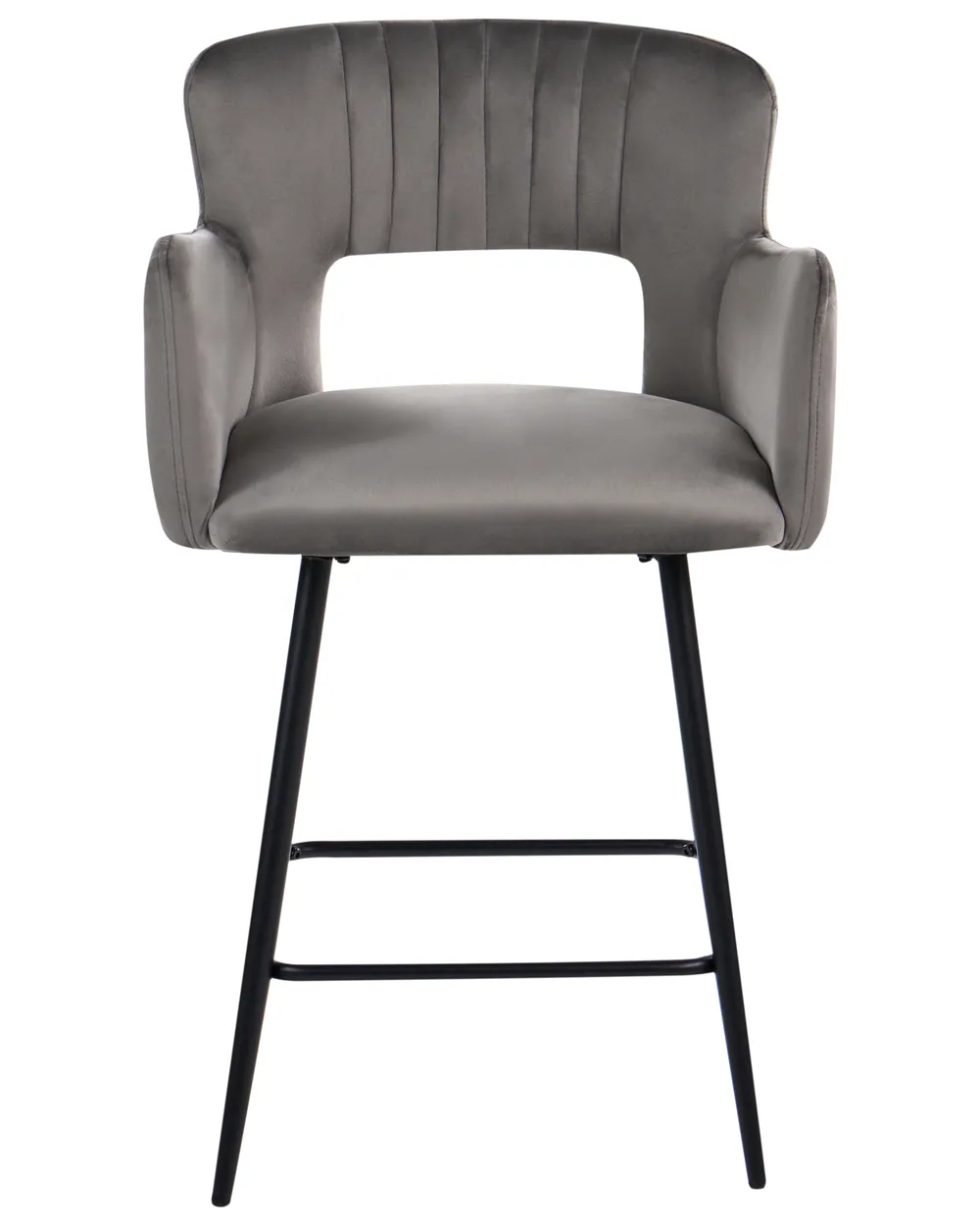 Set of 2 Bar Chairs SANILAC Velvet Light Grey_1063711