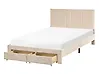 Bett mit Schubladen LONZAC Samtstoff Beige 120 x 200 cm