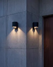 LED Außenwandleuchte 2er Set MORAY mit Bewegungsmelder Schwarz_1102899