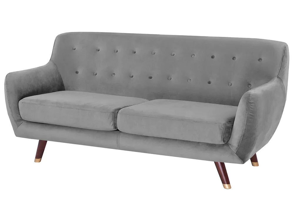 Sofa 3-Sitzer BODO Samtstoff Grau_738297