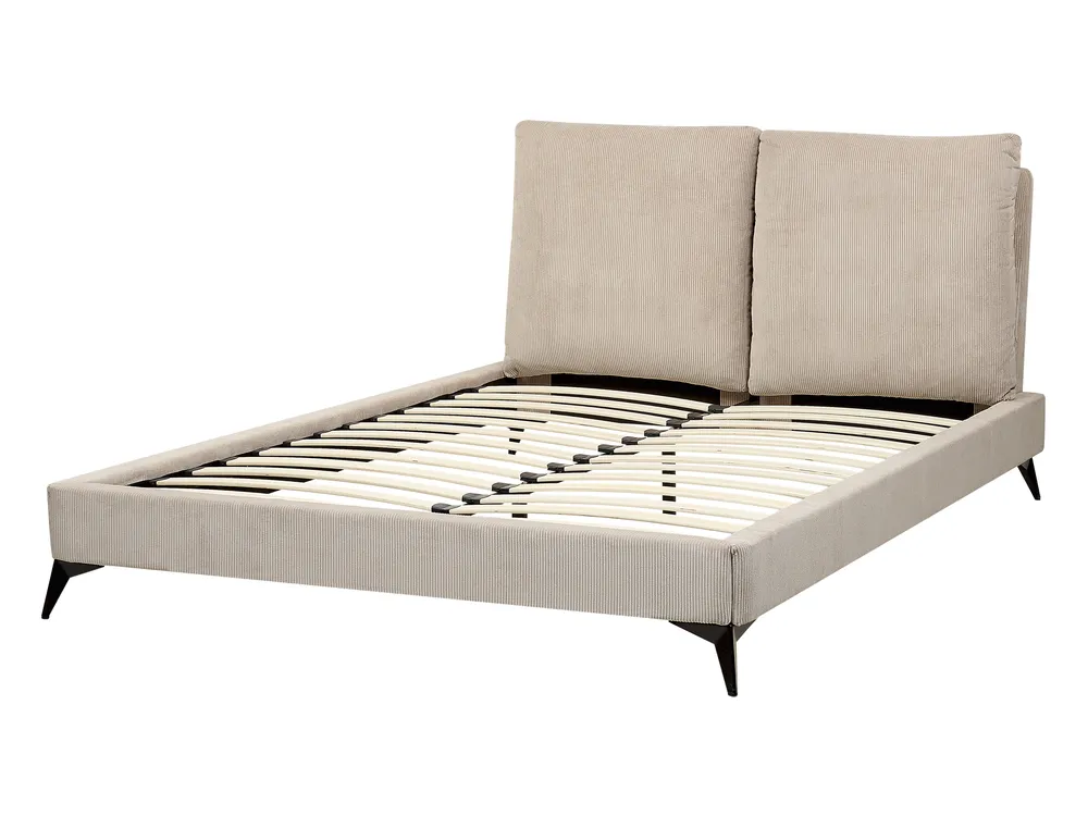 Bett mit Lattenrost Cord MELLE 140 x 200 cm Taupe_882202