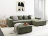 Ecksofa 4-Sitzer LUNGO mit Ottomane Cord Grün linksseitig