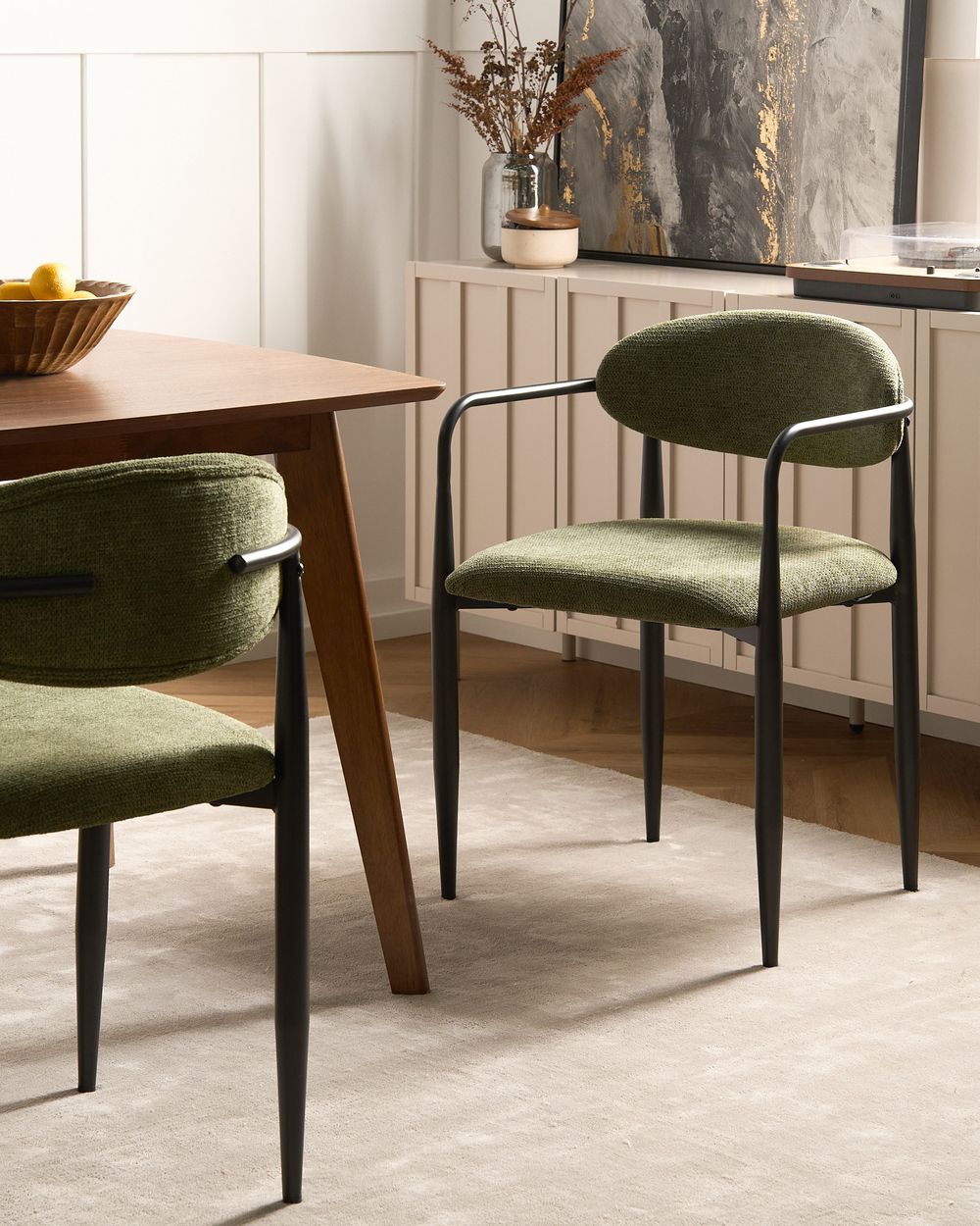 Set of 2 Dining Chairs TANEVIK Fabric Green
