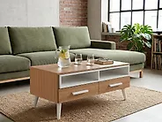 Coffee Table ALLOA with Storage Light Brown/ White_1177370