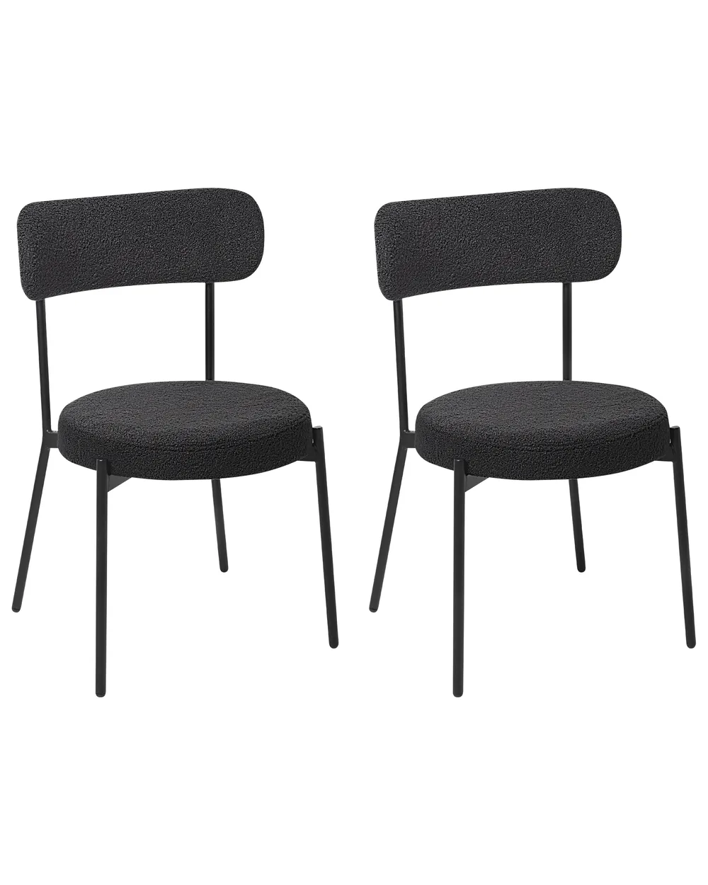 Set of 2 Dining Chairs ALLISON Boucle Black_1022213