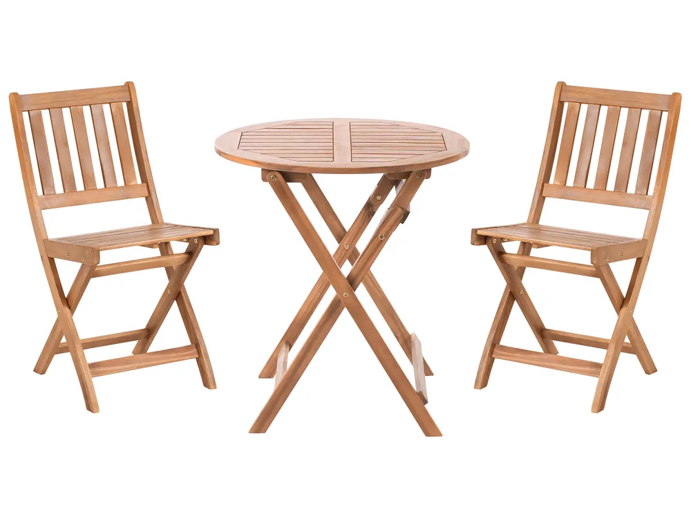 Bistro Set klappbar FEBBIO zertifiziertes Akazienholz Braun