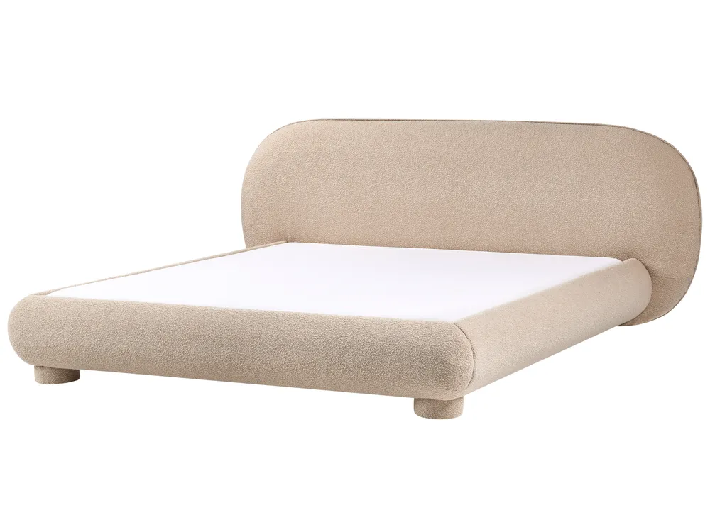 Bett mit Lattenrost Bouclé BAYEL 180 x 200 cm Taupe_1056477