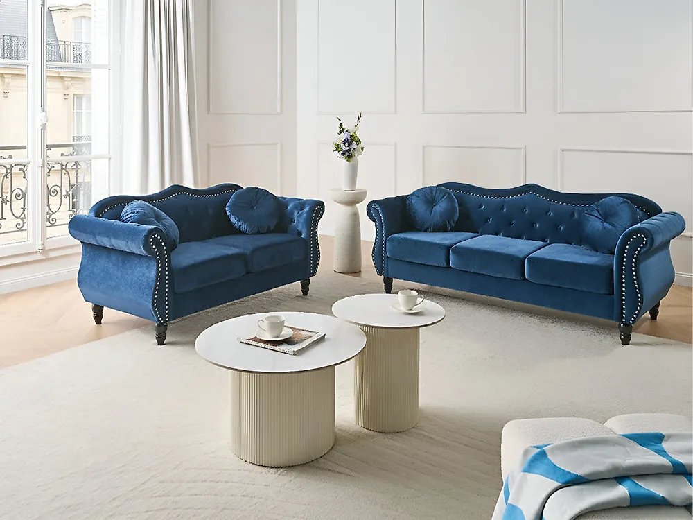 Sofa 2 Seater SKIEN Velvet Navy Blue_1171079
