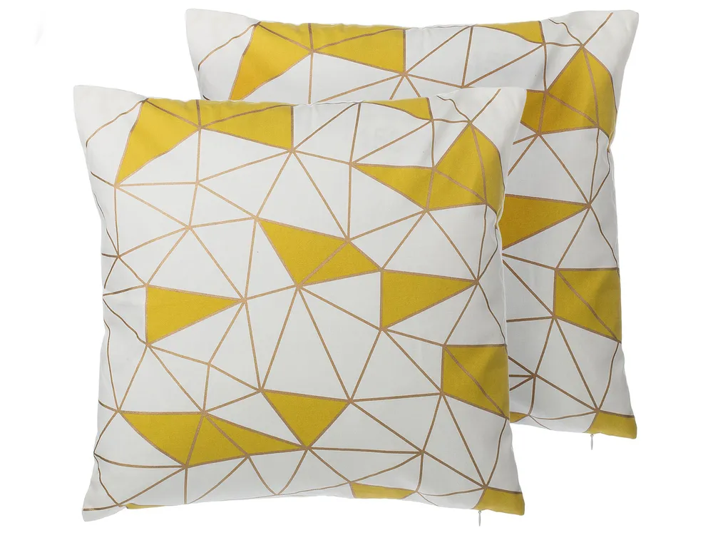 Dekokissen 2er Set CLARKIA 45 x 45 cm Baumwolle Gelb Geometrisches Muster