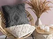 Throw Cushion PAIKA 45 x 45 cm Cotton Dark Grey Solid_755291