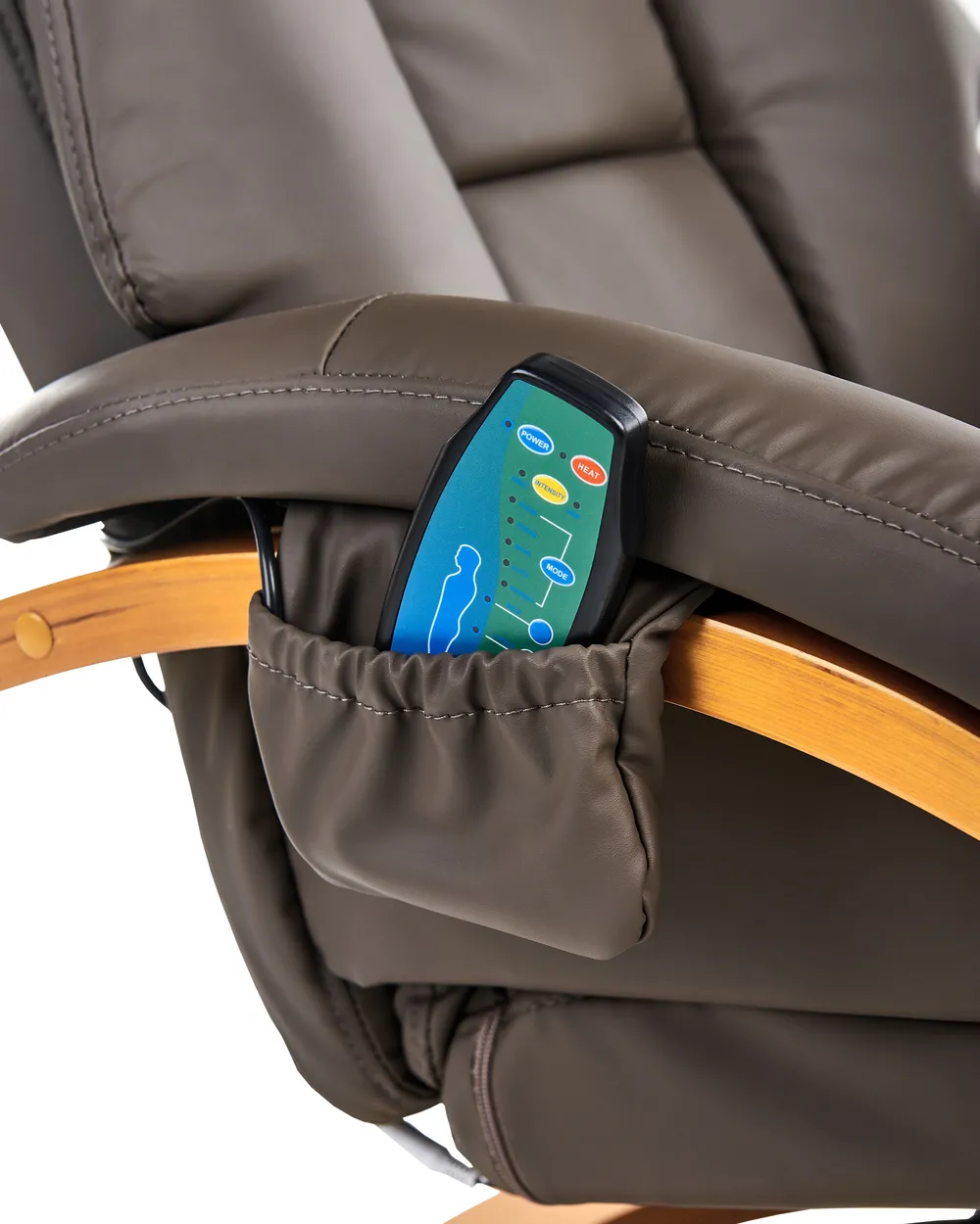 Massage Chair FORCE with Footstool Faux Leather Dark Brown_697926