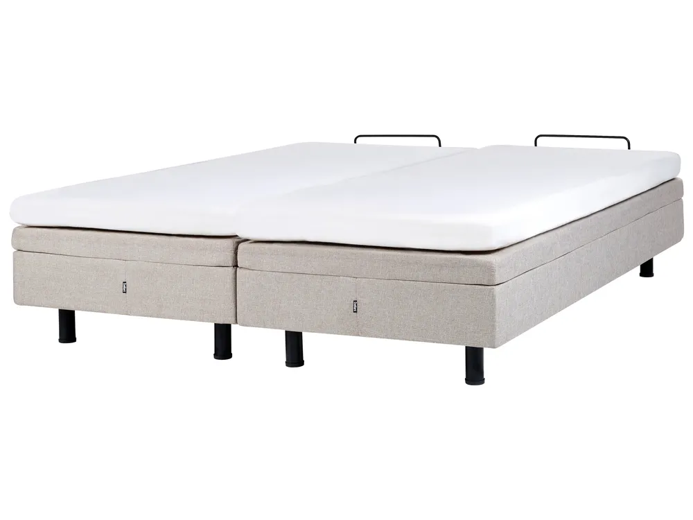 Verstellbares Bett ohne Kopfteil Stoff DUKE 180 x 200 cm Beige_958336