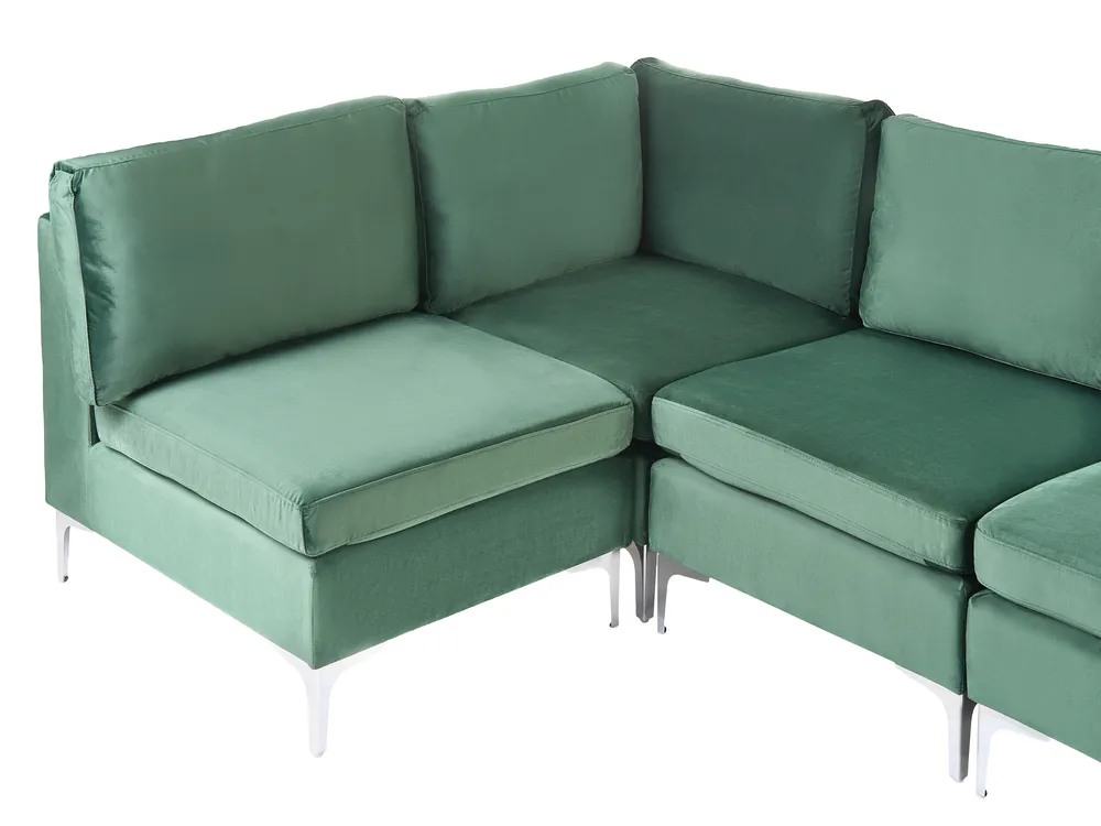 Modular U-Shape Sofa 6 Seater EVJA Velvet Green_789510