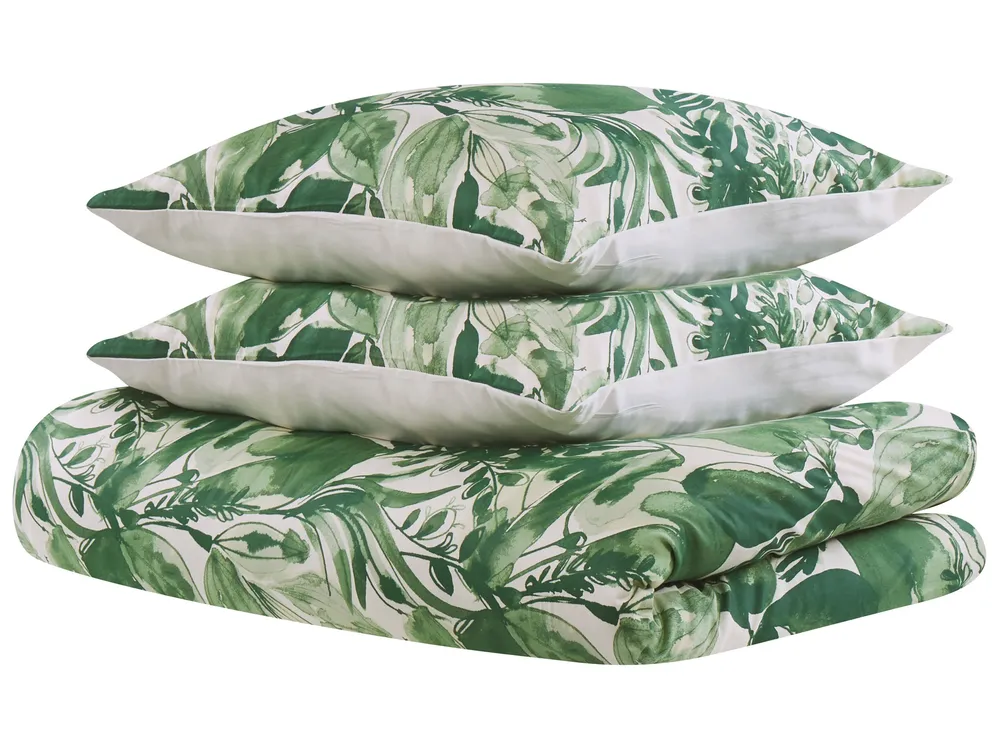 Bettwäsche-Set GREENWOOD 155 x 220 cm Baumwollsatin Grün_803092