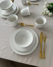 Set of 16 Dinnerware ELDERBERRY Porcelain White_977859