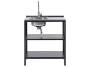 Outdoor-Küche 4er Set mit Spüle VILAMA Schwarz Metall_872622