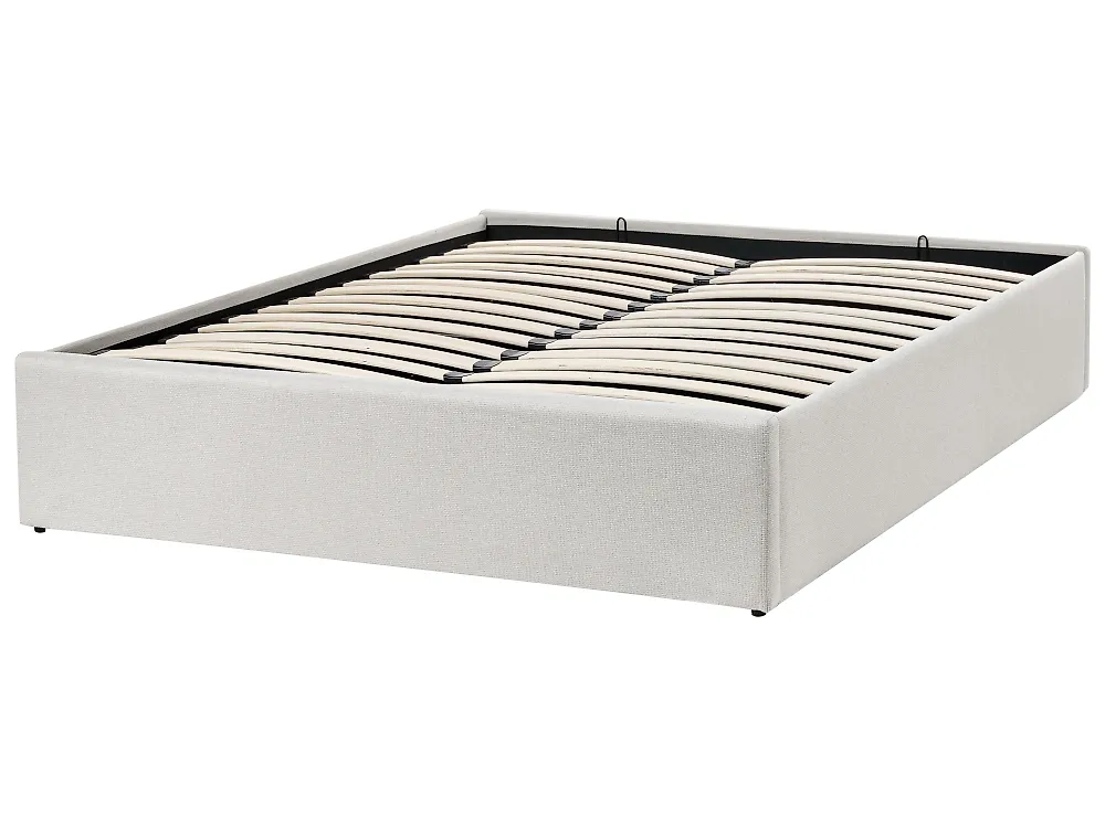 Ottoman Bed without Headboard DINAN Fabric Off-White 120 x 200 cm (EU Small Double)_1187486