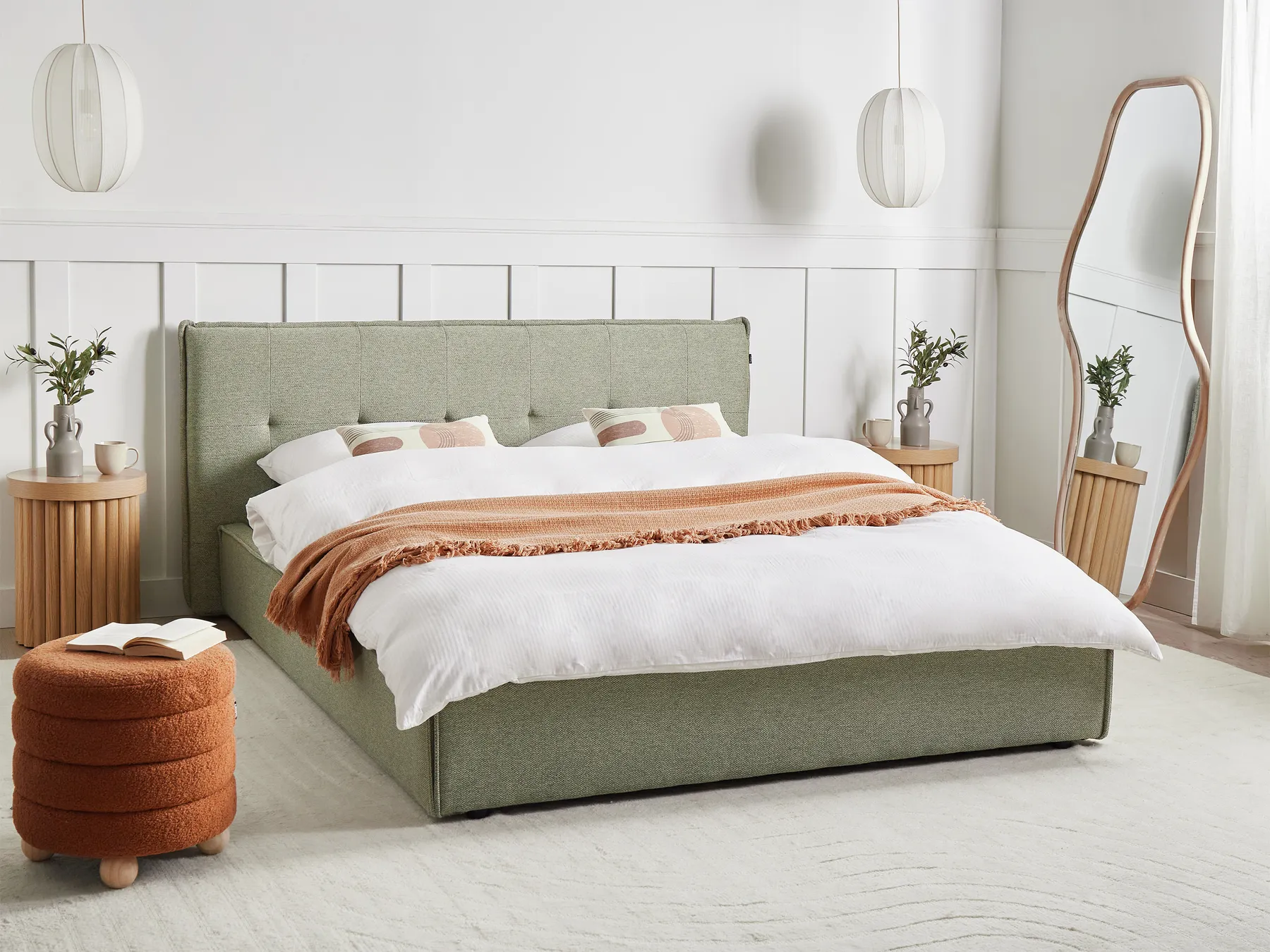 Wasserbett Kunstleinen LESTRE 160 x 200 cm Grün_962742