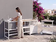 Outdoor-Küche 3er Set mit Spüle ORTISEI Weiß Metall_1155519