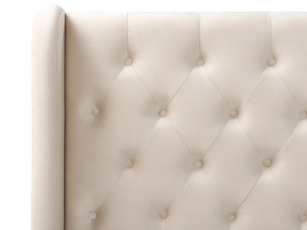 Bed Velvet FORBACH 160 x 200 cm (EU King Size) Beige_843880