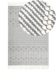 Teppich SOLHAN Grau Beige 160 x 230 cm Wolle_855609