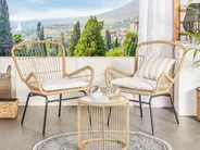 Bistro Set with Cushions LABICO PE Rattan Light Brown_781640