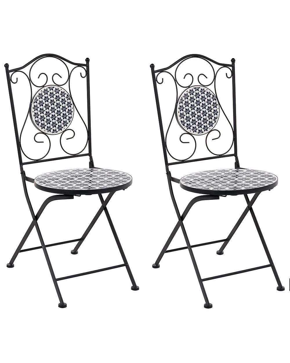Set of 2 Garden Chairs SIROLO Folding Metal White/ Blue