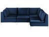 Modul Ecksofa 4-Sitzer EVJA Samtstoff Marineblau linksseitig