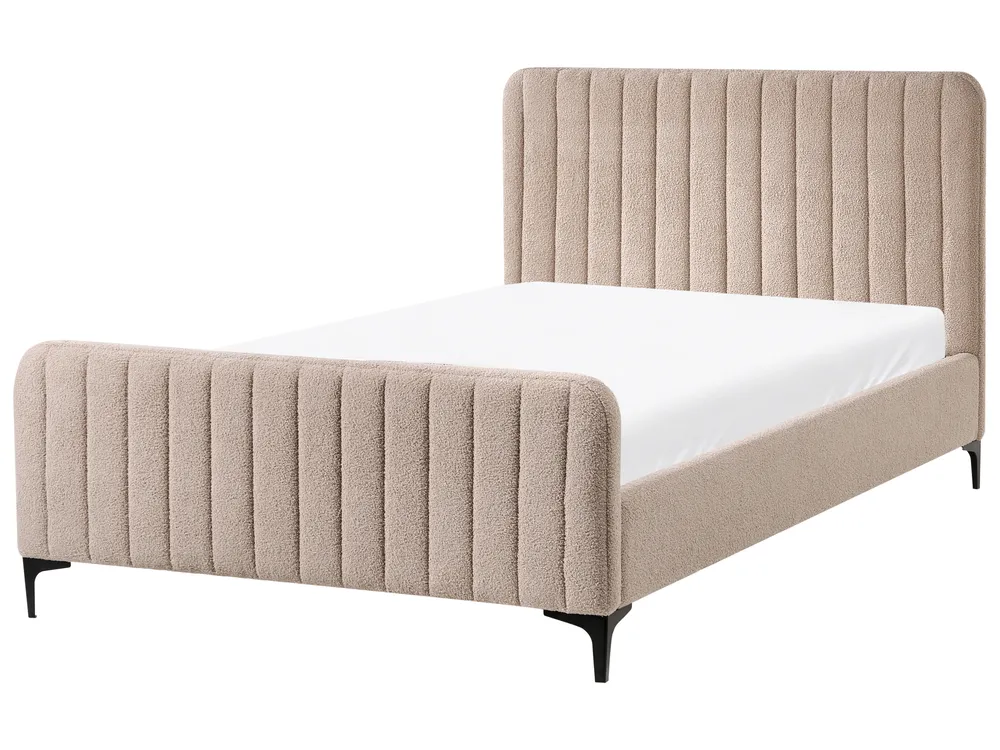 Bed Boucle LUNAN 120 x 200 cm (EU Small Double) Beige_1025644