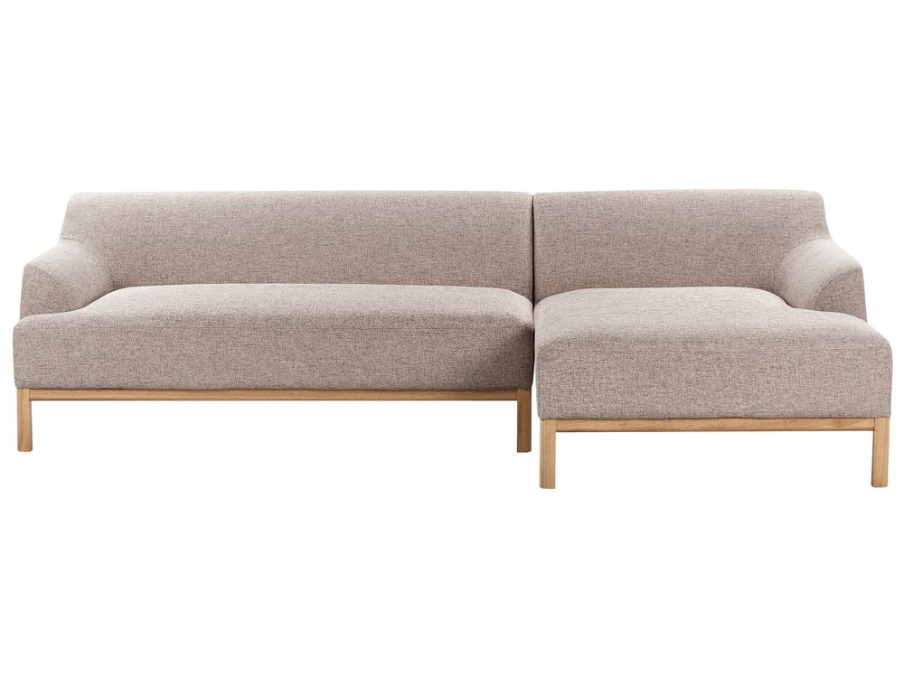 Ecksofa 3-Sitzer SOSJO Stoff Hellbraun linksseitig
