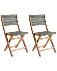 Gartenstuhl 2er Set PROSSEDI klappbar Akazienholz Grün_956599