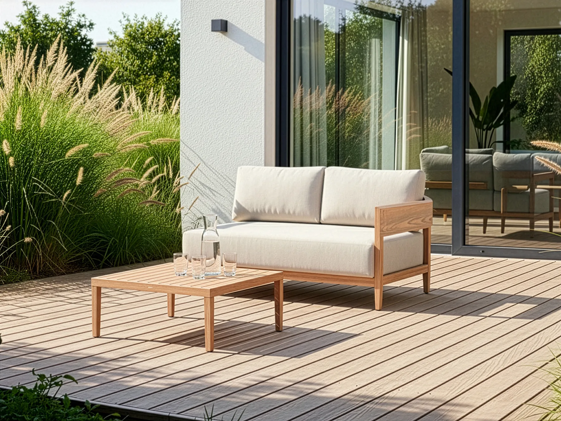Gartensofa mit Tisch 2-Sitzer SAMPIERI Metall Hellbraun_1000026