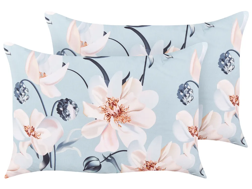 Gartenkissen 2er Set APRICALE Blumenmuster 40 x 60 cm Blau