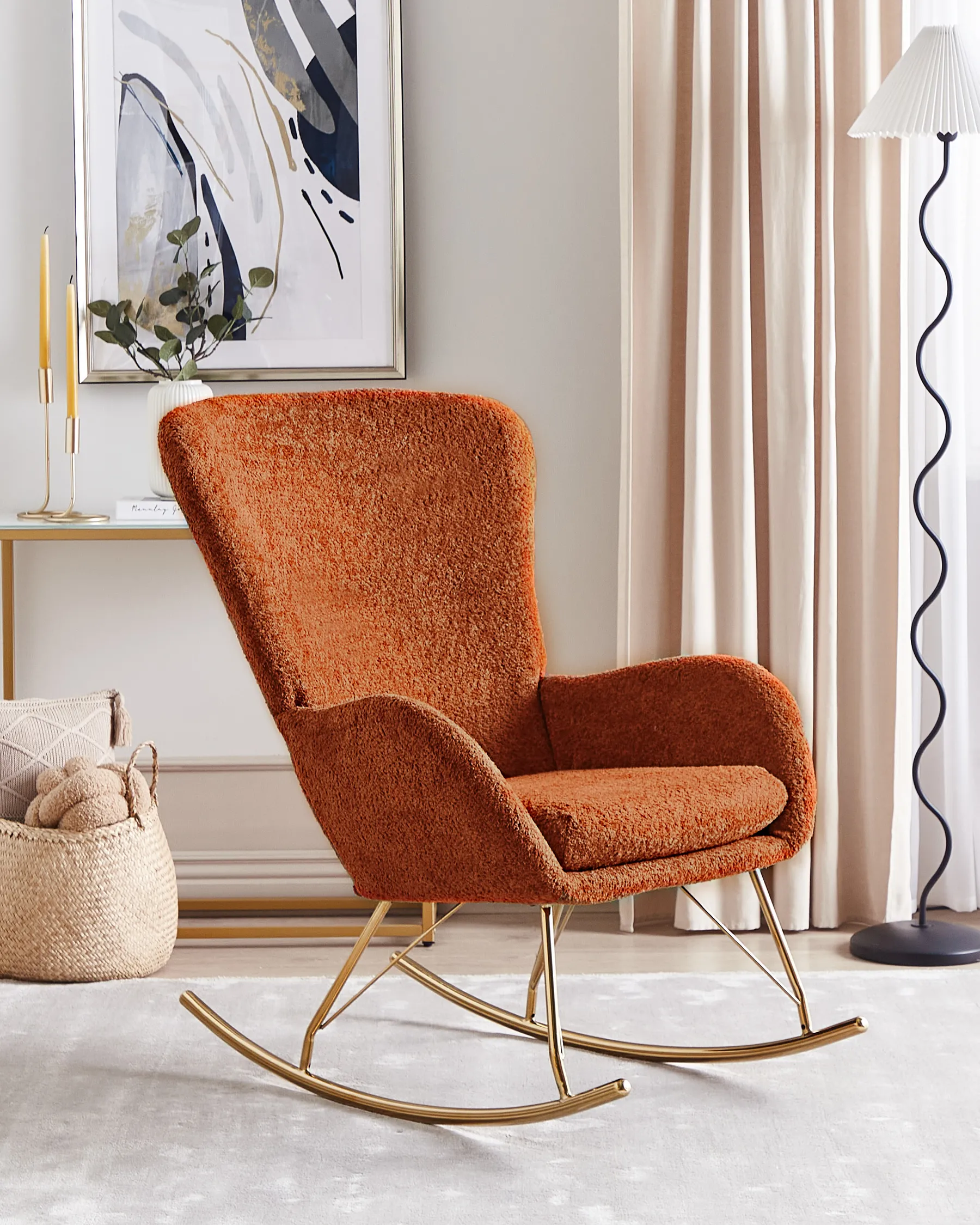 Rocking Chair ANASET Boucle Orange_914718