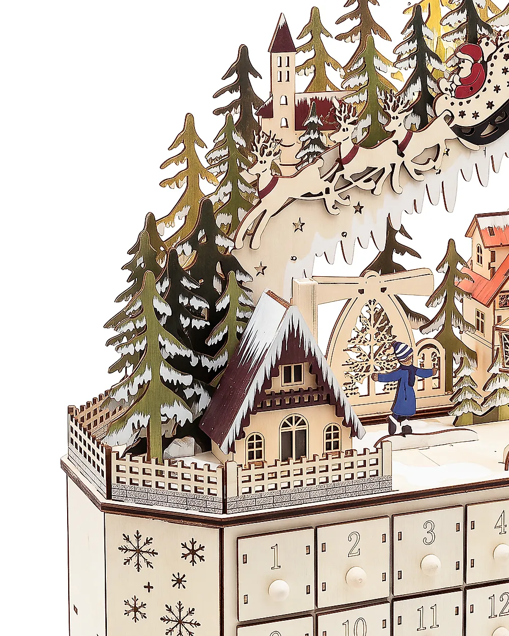 Christmas Decoration LED JOKELA 45 cm Advent Calendar Light Brown_1175917