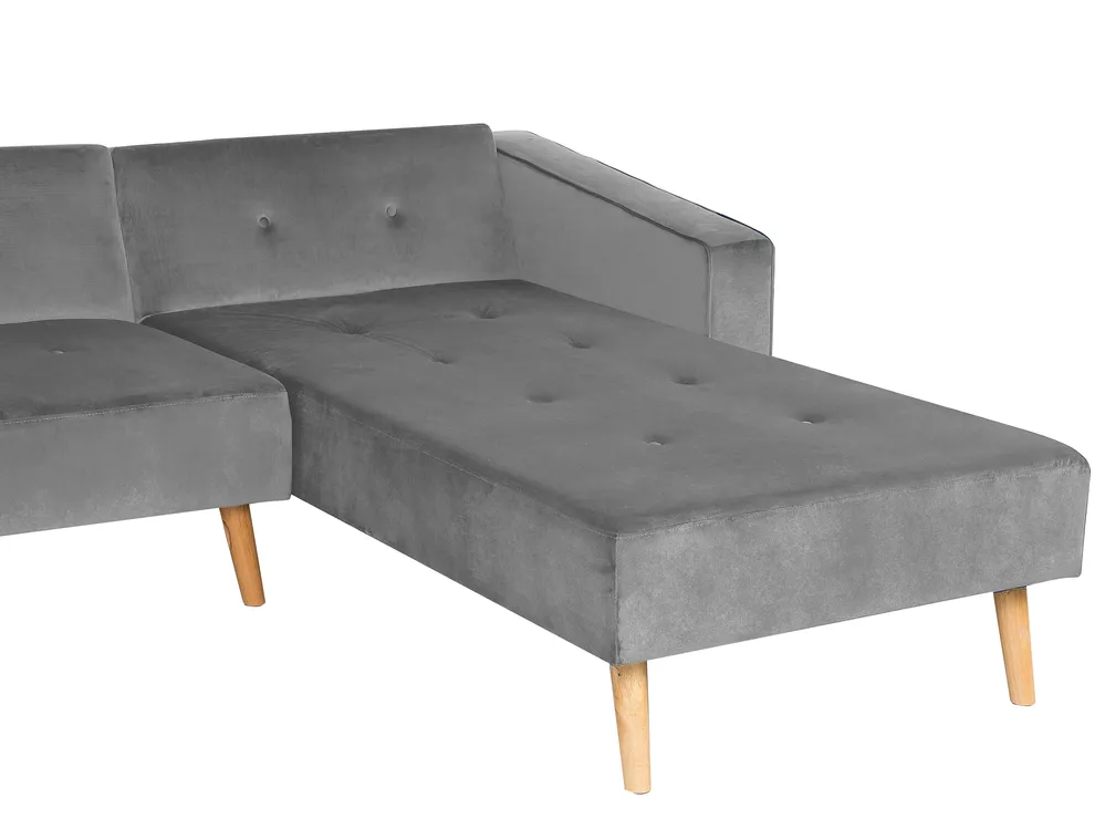 Eckschlafsofa 4-Sitzer VADSO Samtstoff Grau linksseitig_750031
