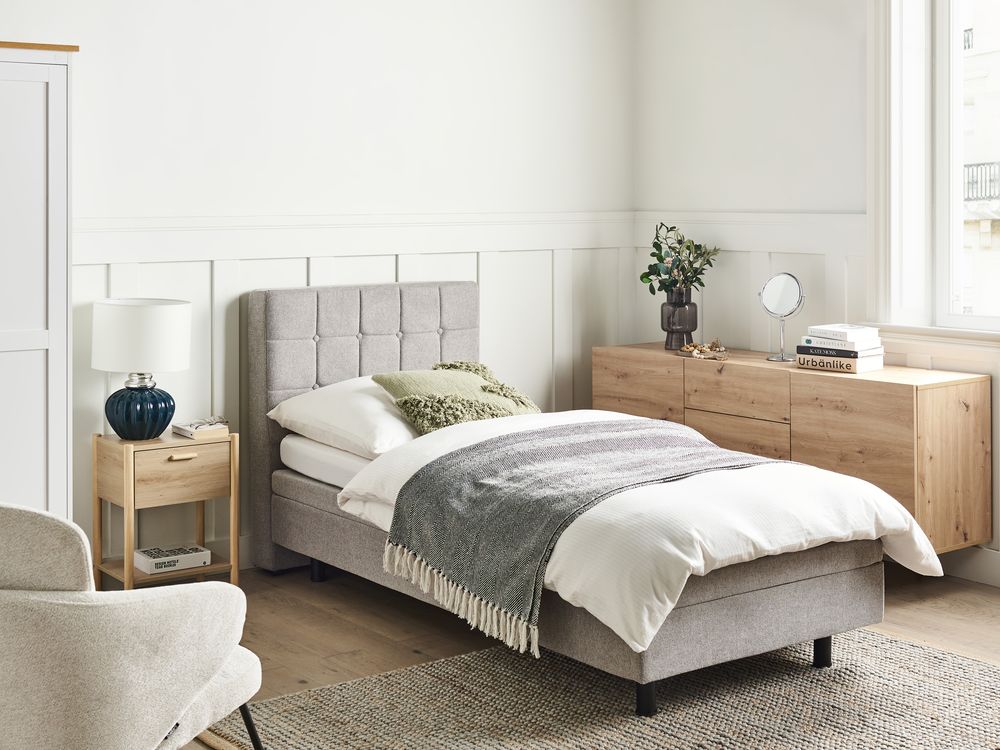 Verstelbaar bed Stof DUKE 80 x 200 cm Lichtgrijs