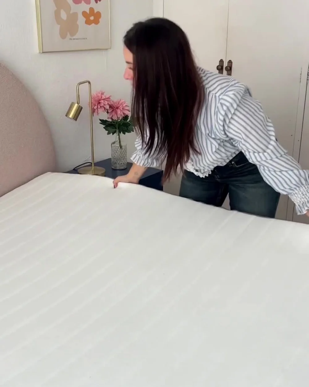 Bed Boucle MILLAY 140 x 200 cm (EU Double) Beige_1173648