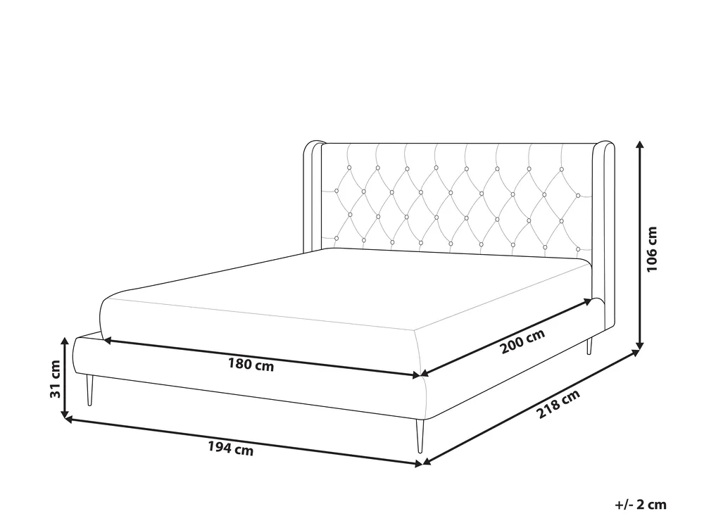 Bett mit Lattenrost Samtstoff FORBACH 180 x 200 cm Grau_819176
