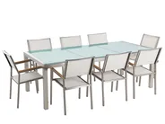 Gartenmöbel Set 8-Sitzer GROSSETO Crashglas Transparent / Weiß_677338