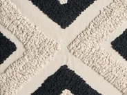 Set of 2 Decorative Cushions SARACA 45 x 45 cm Cotton Black/ Beige Geometric Pattern_1041390