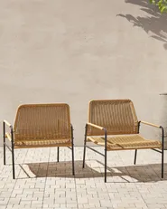 Gartenstuhl 2er Set PRASIMO Polyrattan Naturfarben_863013