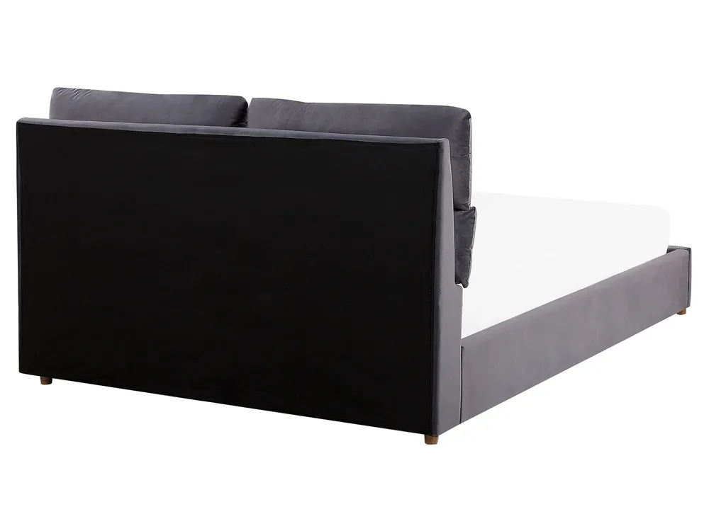 Postelja s prostorom za shranjevanje BATILLY Žamet Siva 160 x 200 cm_763509