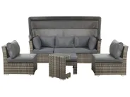 Garden Lounge Set with Table 6 Seater CORTE Modular PE Rattan Dark Brown_797794