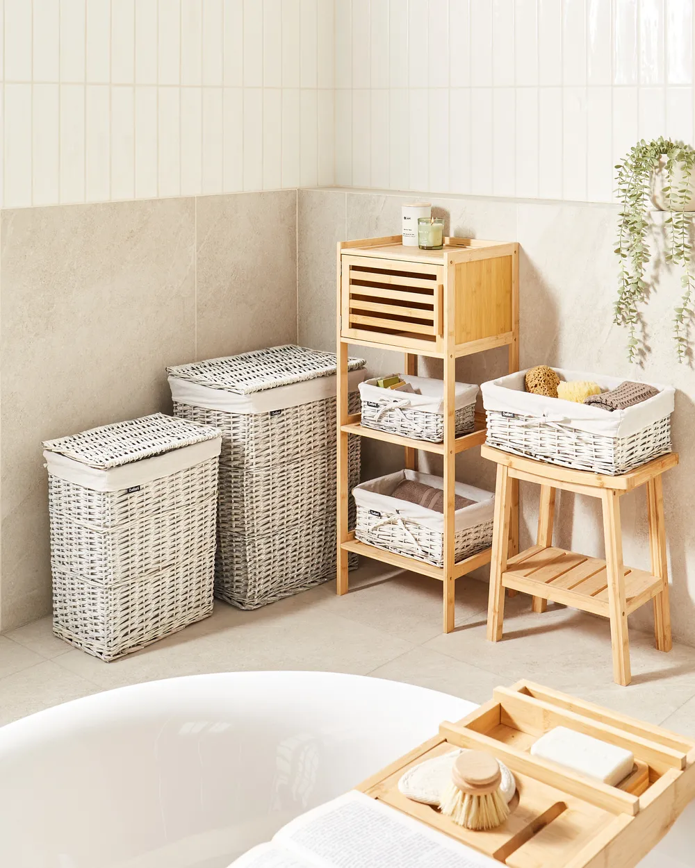 Lot de 5 paniers ELLA Bois de saule Gris 50/86 L_939855