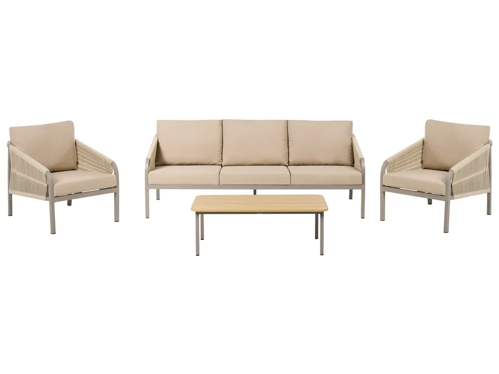 Lounge Set mit Tisch 5-Sitzer MURATO Metall Beige
