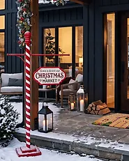 Christmas Decoration POSIO 114 cm Signpost Red/ White_1172752