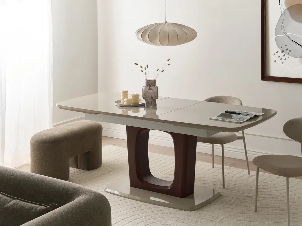Ausziehbarer Esstisch BERRIGAN Hellbeige 160/200 cm 90 cm