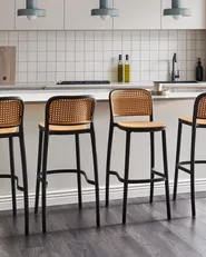 Set mit 4 Barstühlen PLOSE Kunststoff Beige_935415