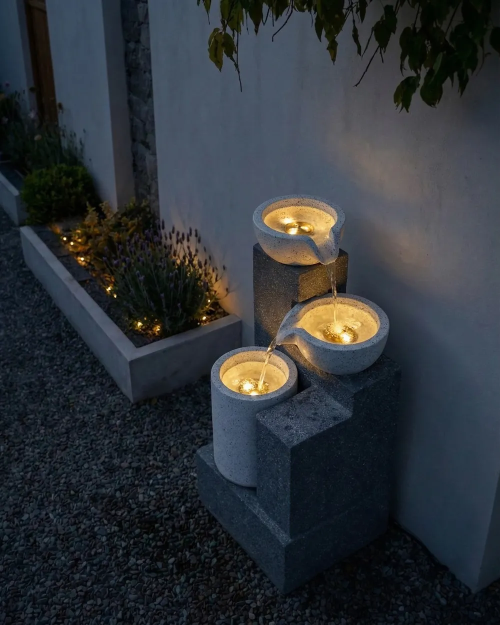Gartenbrunnen LED NAGAMI Grau_1059547